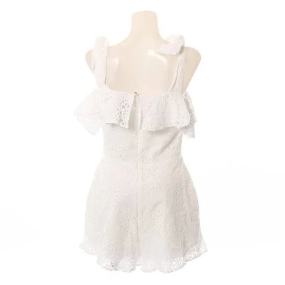 Saks Fifth Avenue White Eyelet Shorts Romper - Picture 7 of 9